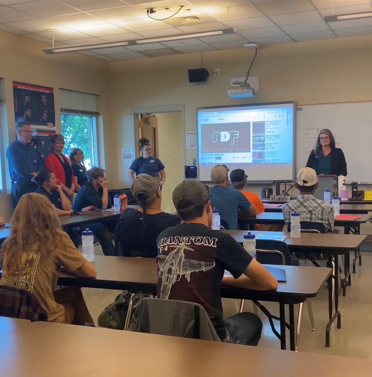 DLI’s Sarah Swanson speaks at the kickoff of the accelerated welding training program at Great Falls College on July 31, 2023.